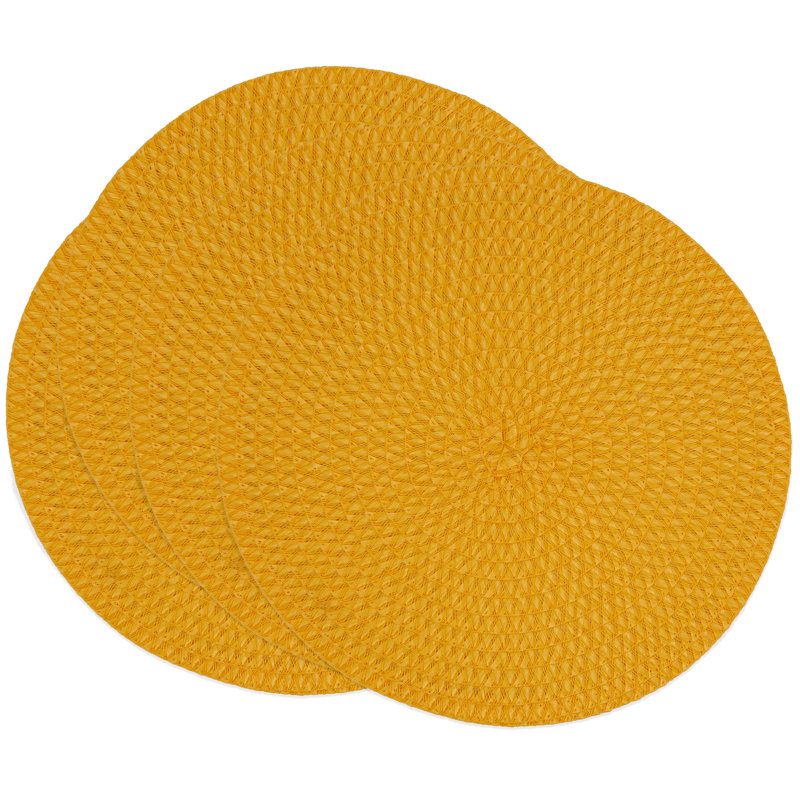 Yellow Woven Round Fall Thanksgiving Placemats Set of 4