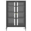 Armoire de rangement multimédia haute 35,8 po avec roulettes, meuble télé stéréo AV avec 4 tablettes et porte réglables en verre, structure en acier robuste pour le salon, assemblage facile