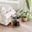 Table de bout ronde en verre, plateau de table en verre trempé noir double couche, table de coin, table d'appoint en acier inoxydable doré pour le salon (table d'appoint de 17,72 po)-1741958484