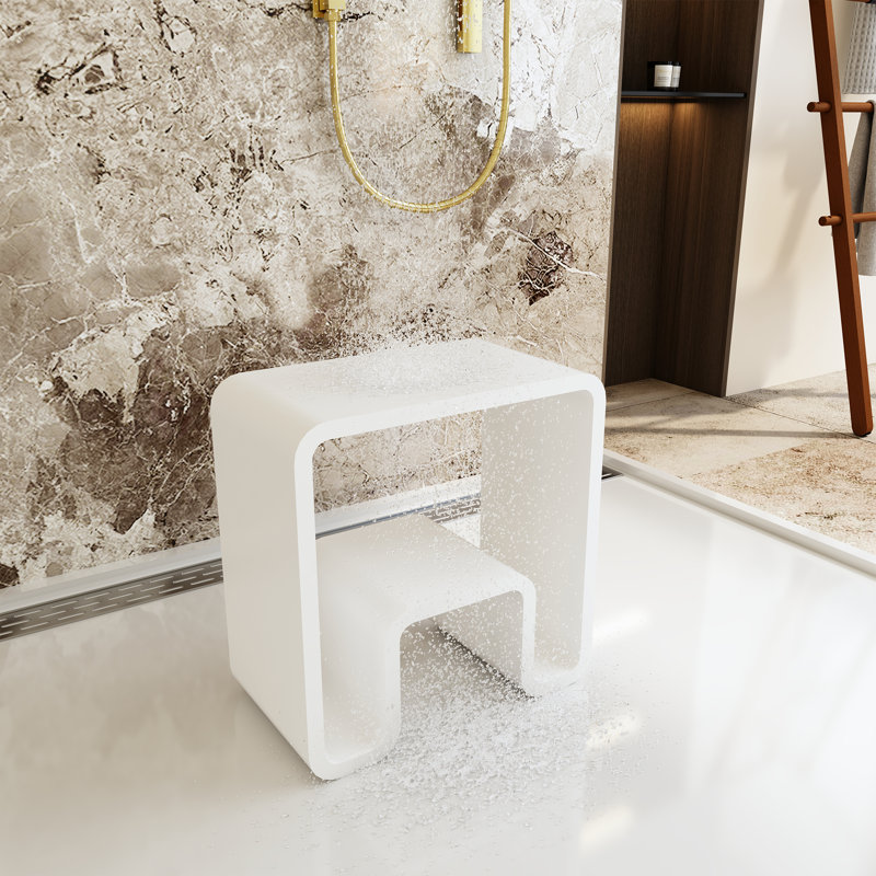 Casainc Riverside Freestanding Solid Surface Bathroom Shower Stool Shower Bench Shower Chair