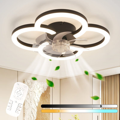 LED Ceiling Fan With Lighting - 40W Quiet Ceiling Lamp Fan with Remote Control Dimmable Modern Ceiling Light 6-Speed ??Timer Bedroom Ceiling Fans for Kitchen Dining Room