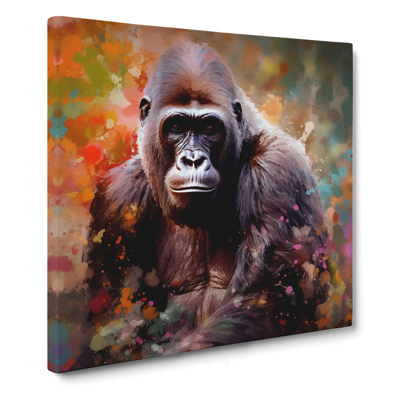 Gorilla Impressionism No.1 - Wrapped Canvas, 50cm H x 50cm W x 3cm D
