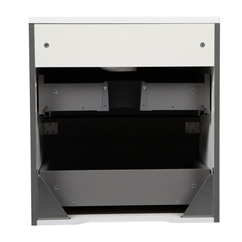 Pangburn 26.3'' Single Bathroom Vanity with Acrylic Top with Mirror, Grey Matt