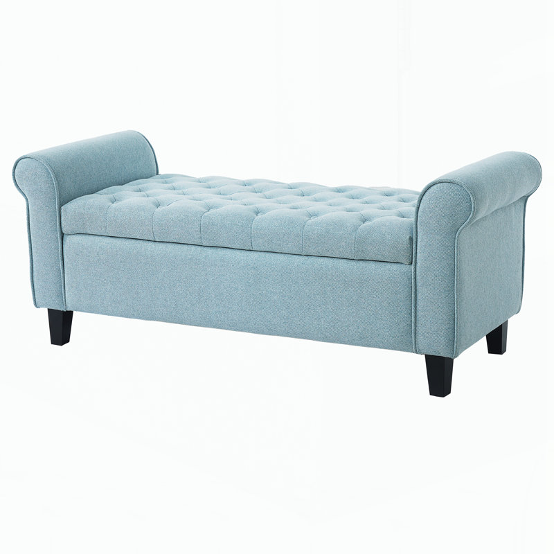 Storage Bench with Rolled Arms, Light Blue, Light Blue
