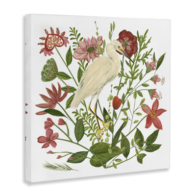 Nautical Flowers & Egret Canvas Wall Art by Melissa Wang
