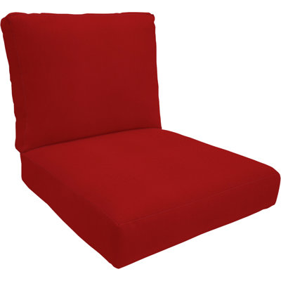 Eddie Bauer Outdoor Lounge Chair Cushion, Sunbrella Fade & Water Resistant for Outdoor Lounge Chairs & Deck Recliners, 26"W x 26"D, 5" thick; Back 26"W x 20"H, 5" thick, Reversible, Canvas Jockey Red