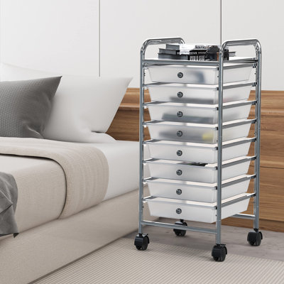 Black Heavy-Duty Metal Utility Cart With 8 Drawers - Rolling Storage Solution For Home And Office