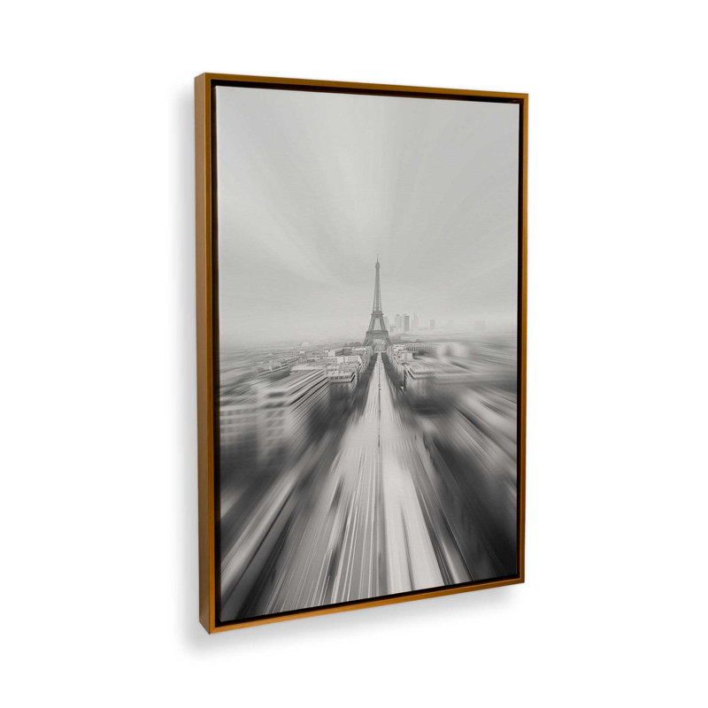 Impression sur toile Parisian Blur, H 48,75 po x l 32,75 po x P 1,75 po, Cadre flottant or poli