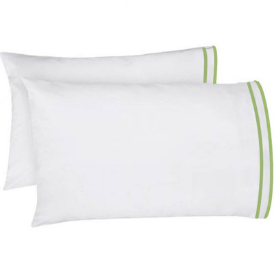400TC Embroidery & Border Cotton Sateen Solid Pillowcases (Set Of 2)
