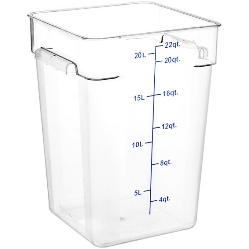 Contenant alimentaire transparent en polycarbonate 8 pintes Vigor avec couvercle rouge - paquet de 6, empilable et certifié NSF pour les cuisines commerciales