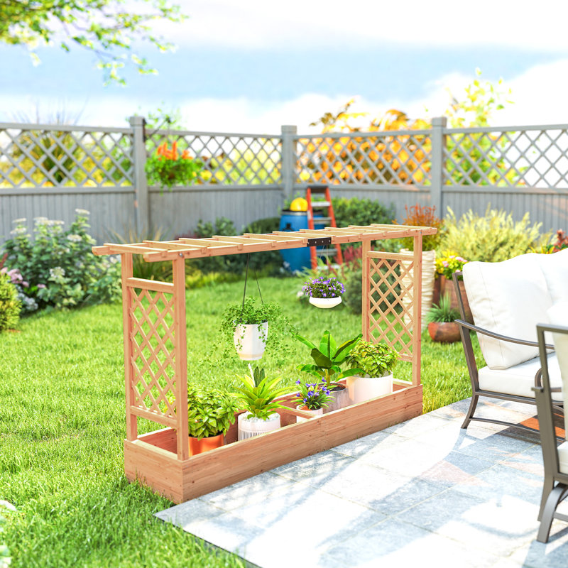 Wood Raised Garden Bed, 113.5cm H x 200cm W x 44cm D
