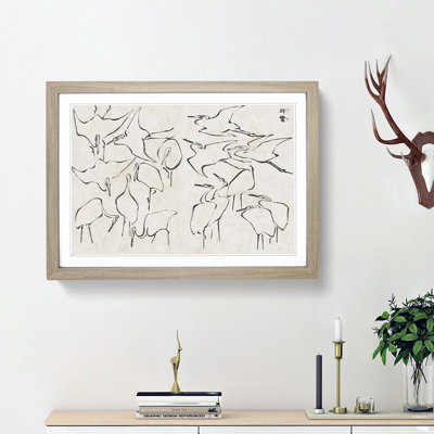 Cranes by Katsushika Hokusai - Framed Print