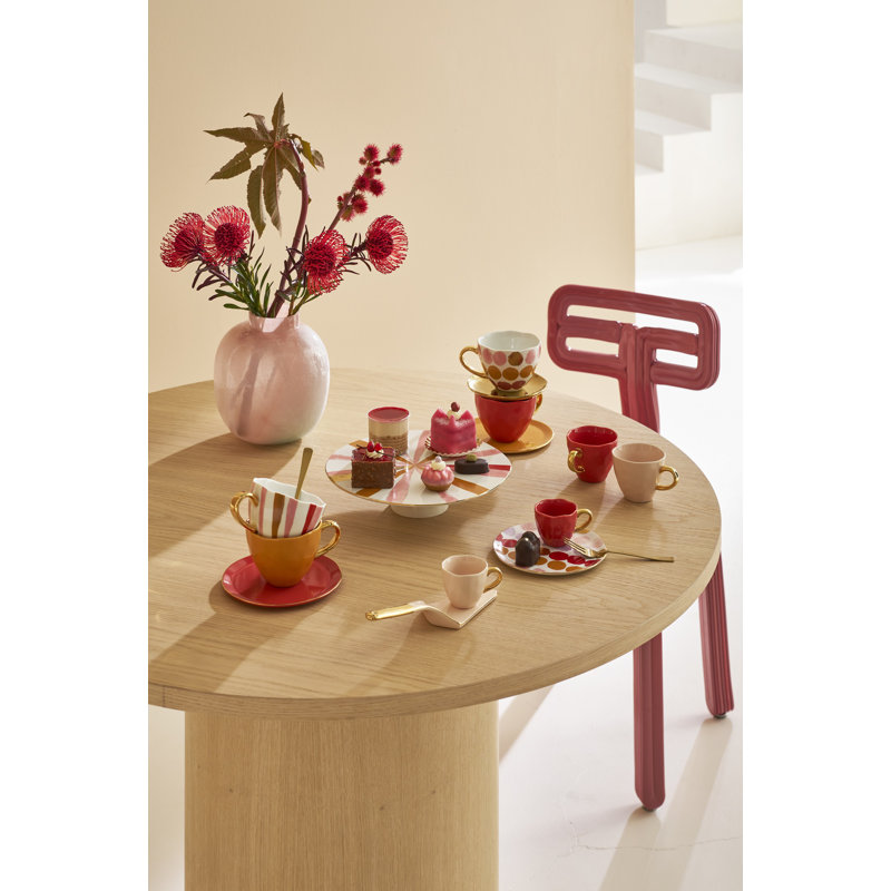 Tasse à thé en porcelaine Kattia, Rouge framboise, 3.12"H x 4.29"W x 4.29"D