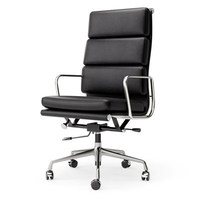 Modern Genuine Leather Executive Office Chair with Aluminum Frame