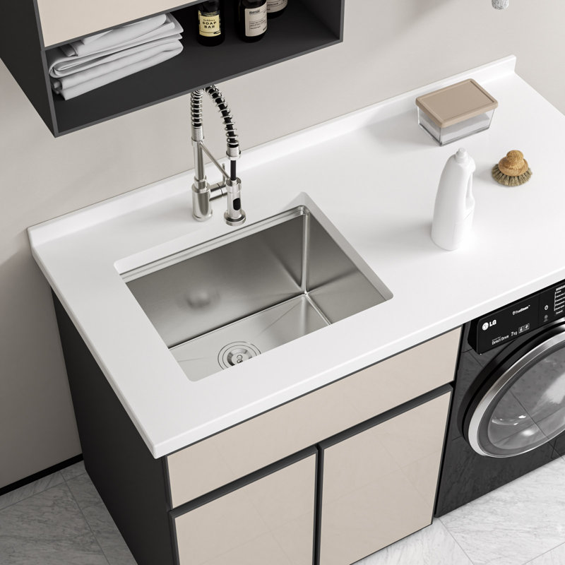 Évier de cuisine à cuve simple 23 po x 19 po encastrable en acier inoxydable T304