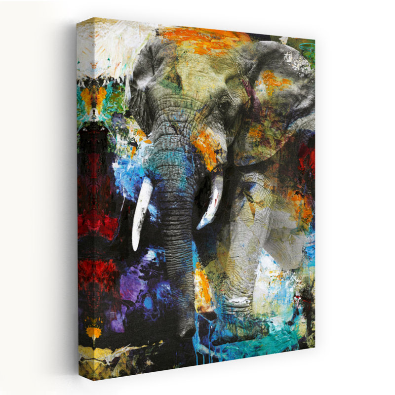 Éléphant, art urbain contemporain, H 24 po x l 16 po