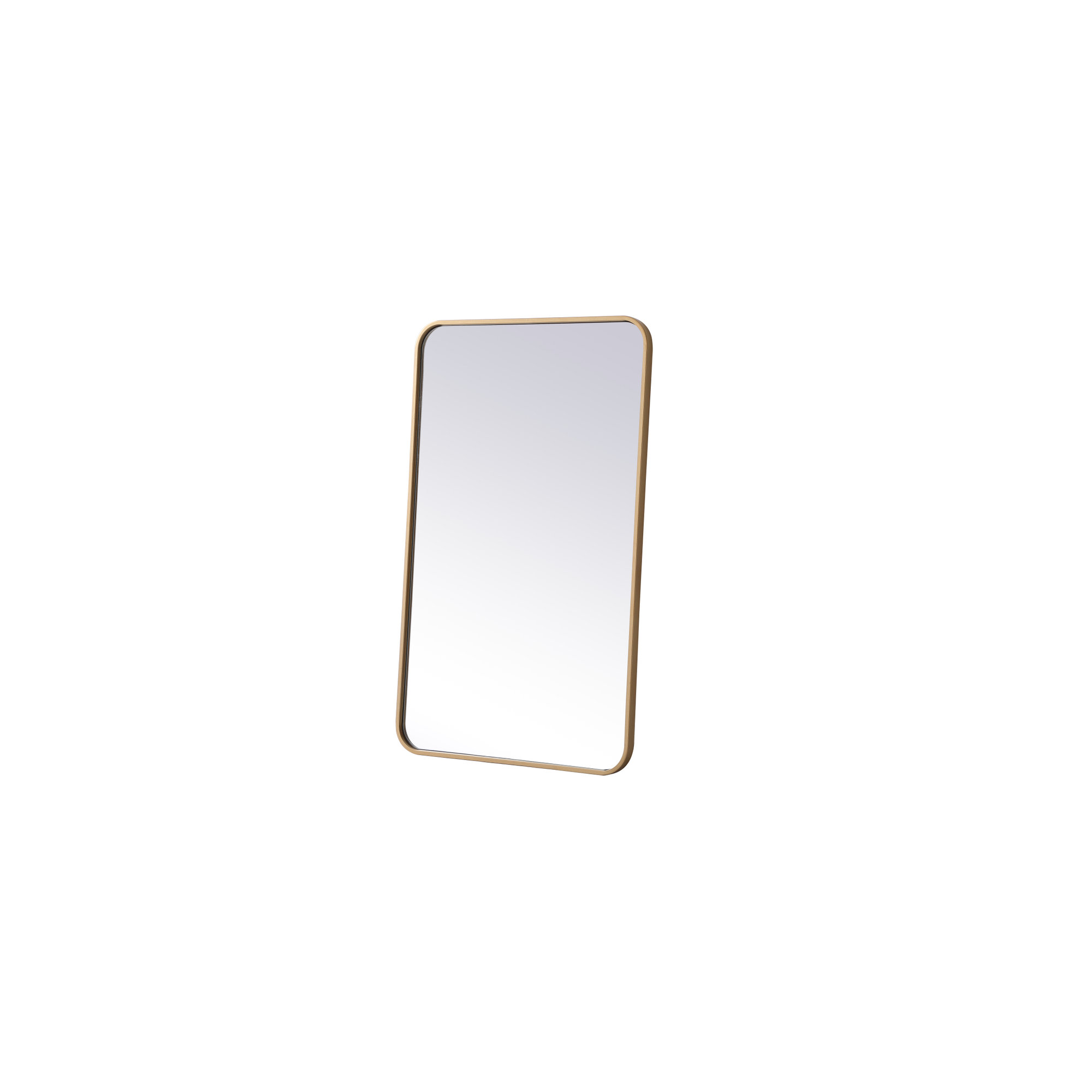 Sabine Metal Rounded Rectangle Wall Mirror, Brass, 36" x 22"