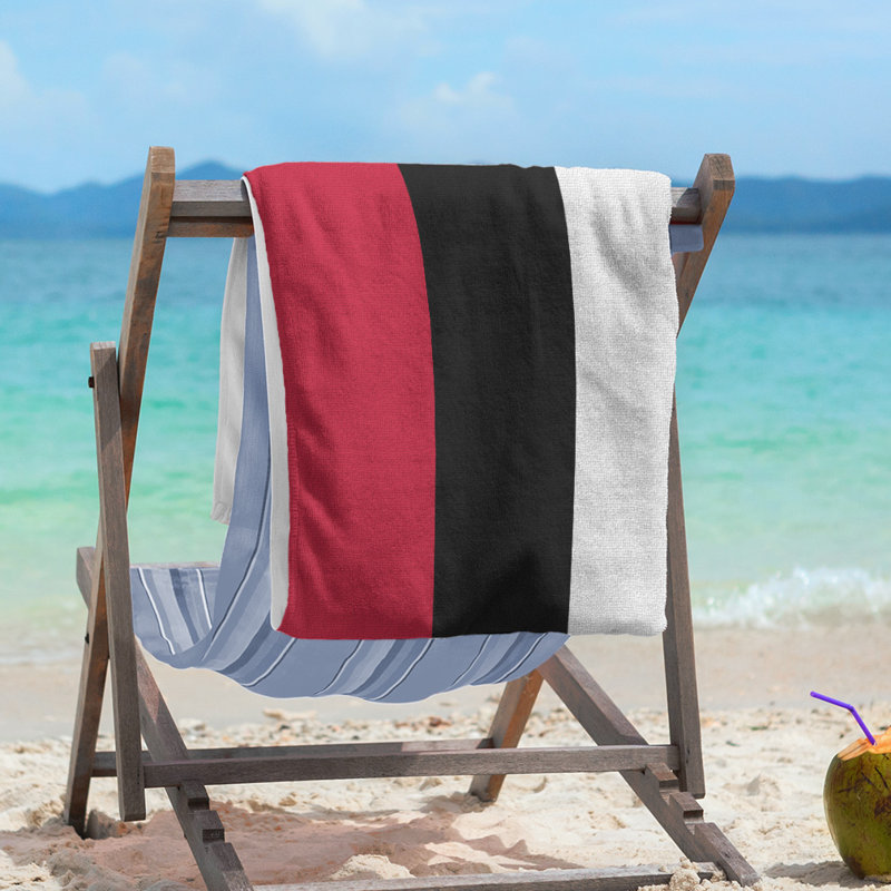 New Jersey Lightweight Beach Towel, Red/Black/White, Microfiber