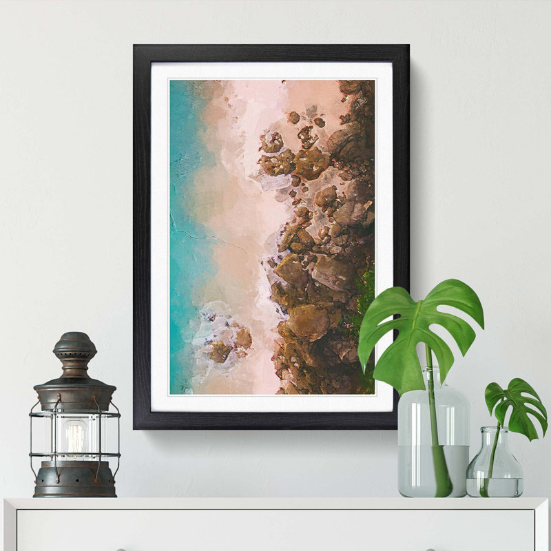 Beach Lines - Single Picture Frame Painting, Black Framed, 63cm H x 45cm W x 2cm D