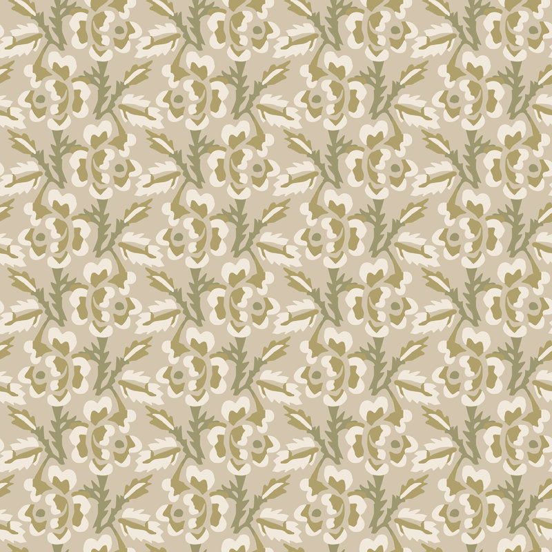 Thorn & Blossom - Wallpaper, Pale Eucalyptus, Self-adhesive