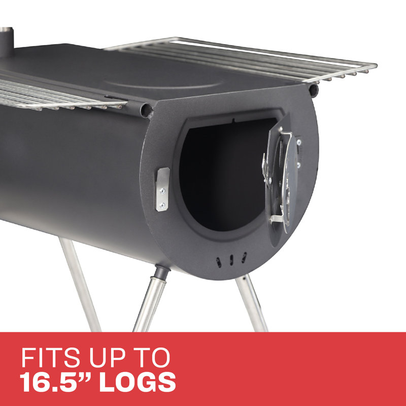 Caribou Outfitter 18-Inch Black Wood-Burning Camp Stove with Stainless Steel Stand