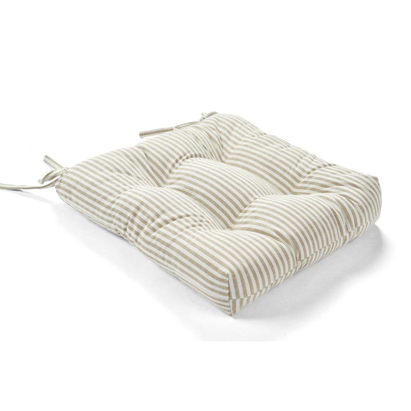 Coussins de chaise d'intérieur à rayures avec attaches pour la salle à manger Lush Decor Farmhouse (ensemble de 2)