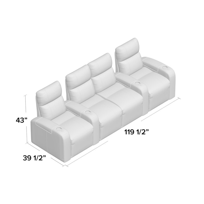 Upholstered Power Reclining Home Theater Seating with Cup Holder, Ultra Camel