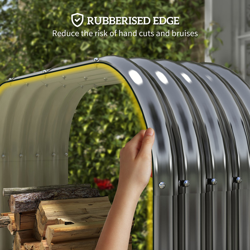 Galvanized Steel Firewood Shed with Rubberized Edges and Cover