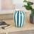 Cole And Grey Ceramic Round Wide Decorative Vase With Teal Vertical Stripes-989781495