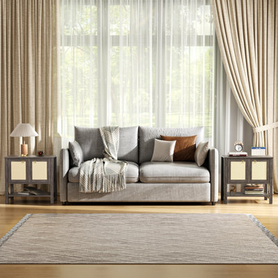 Rattan 2-Door End Table Set Of 2