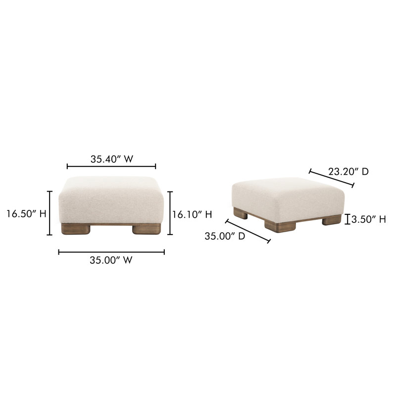 JUNE OTTOMAN PERFORMANCE FABRIC OATMEAL