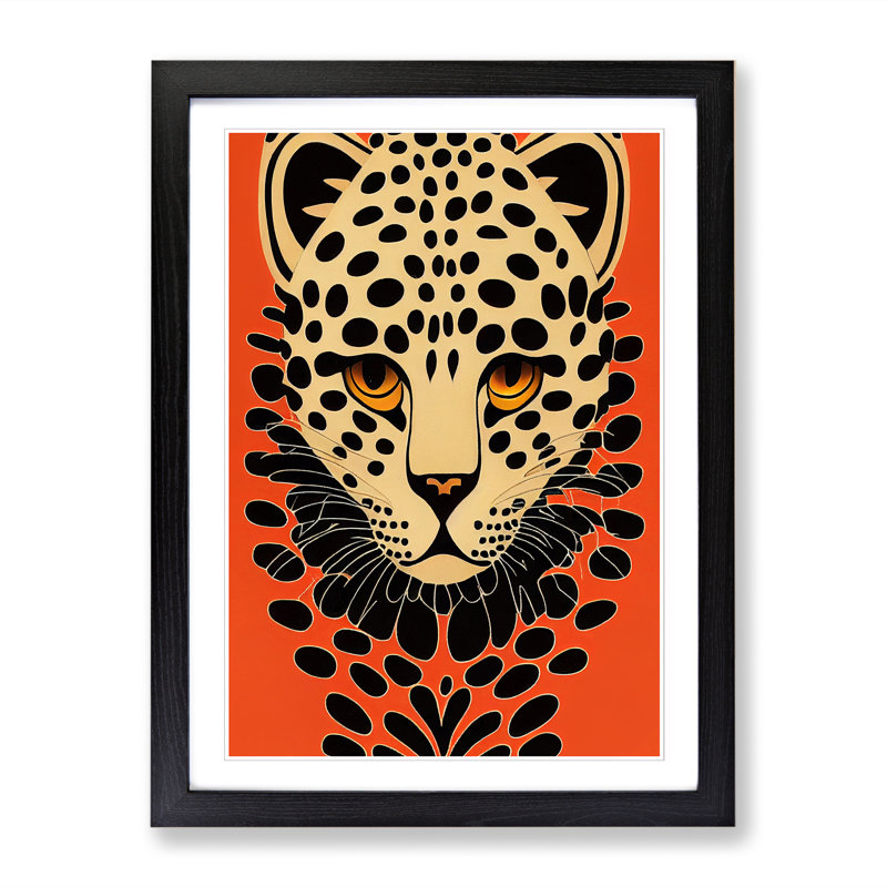 Leopard Art Deco Vol.2 - Picture Frame Print, 64cm H x 46cm W x 2cm D, Black