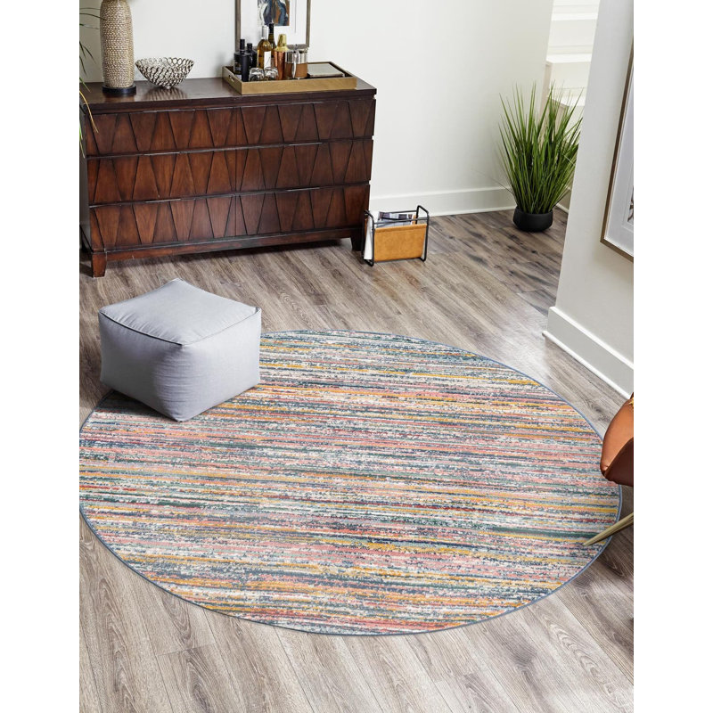 Hulsey Striped Indoor Rug, Round 10'2"