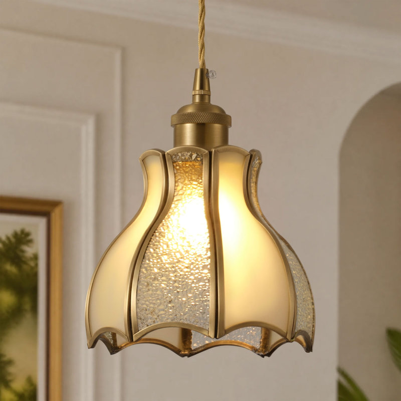 Luminaire suspendu en verre bronze antique 1 lumière à intensité variable