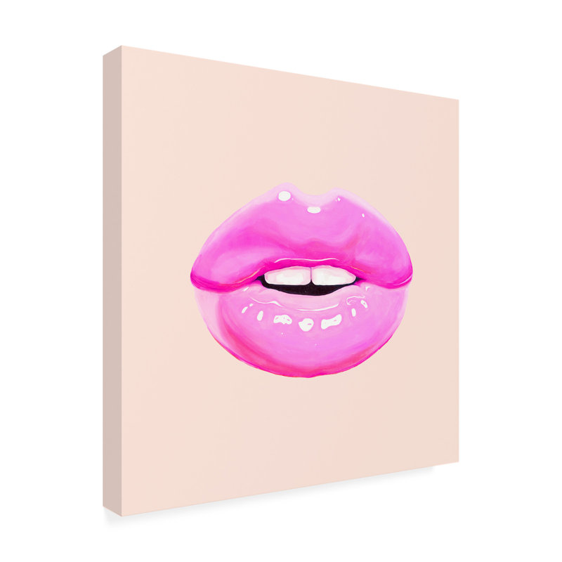 Art sur toile, «ologa bolognaise »sur les lèvres roses, H 14 po x l 14 po