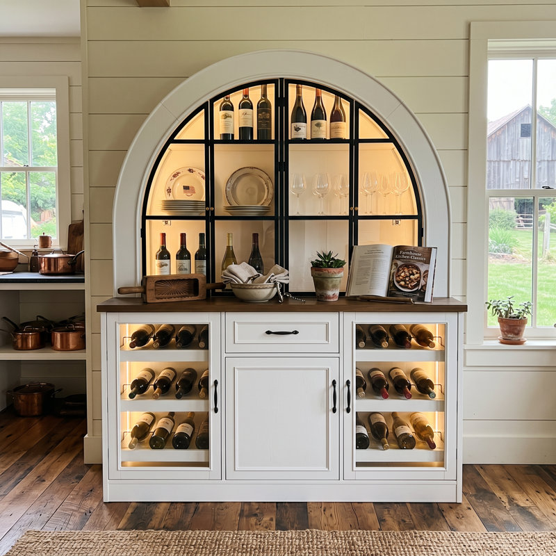 63" W Pantry Cabinet With Arched Huttch