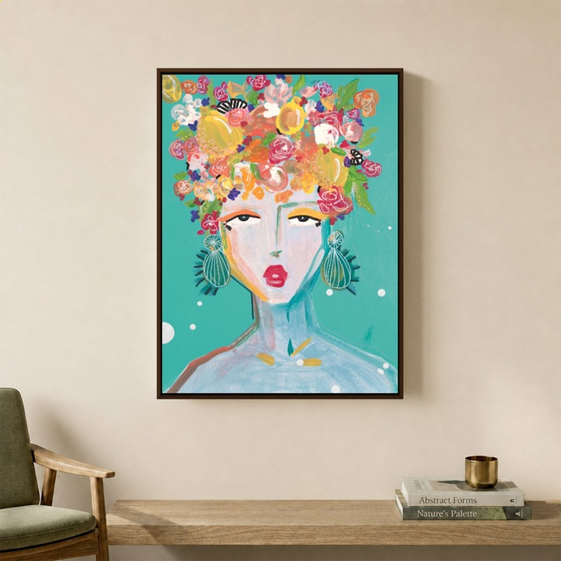"Floral Lady Turquoise" par Nola James - Impression sur toile