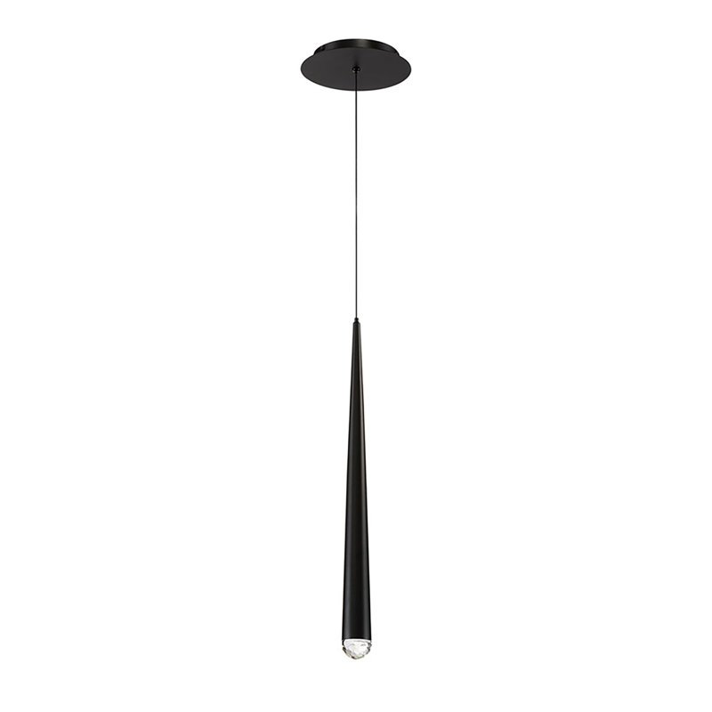 Cascade 1 - Light Single Cylinder LED Pendant, Black, 19" H x 1.63" W x 1.63" D