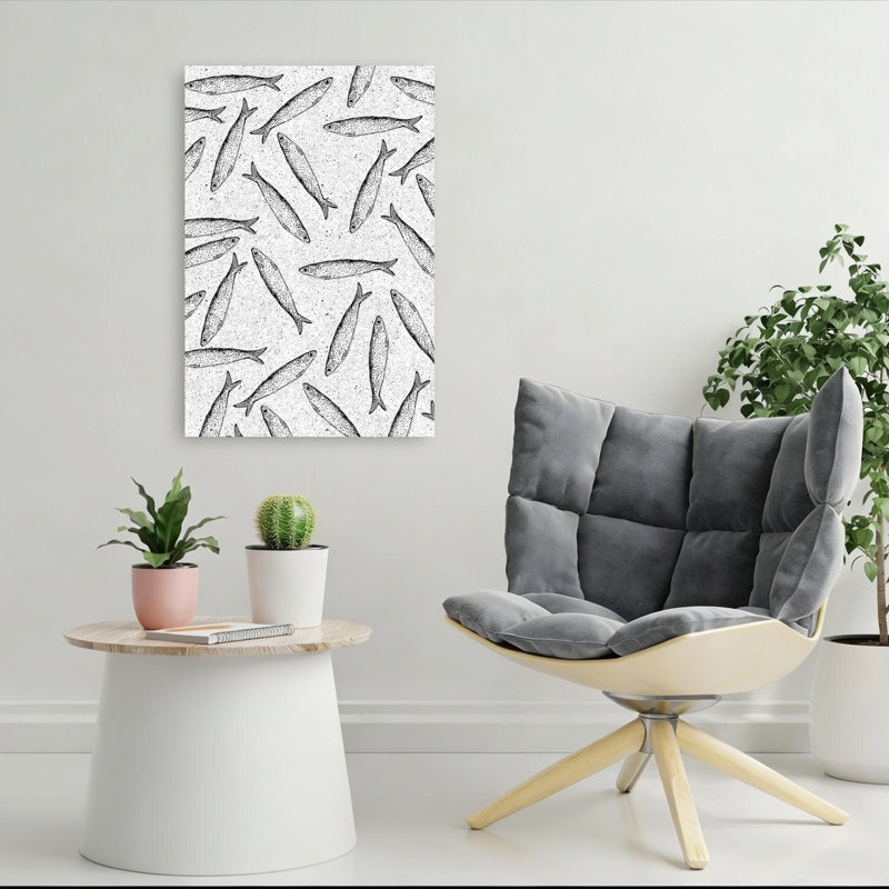 School Of Fish Contemporary Fish Coastal Wall Art Print by Nicholas - Wrapped Canvas Print, 91.44cm H x 60.96cm W
