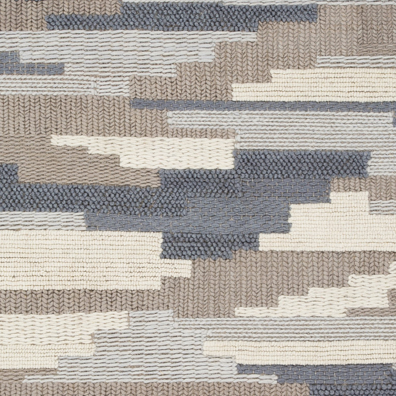 Tapis brun / gris en laine tissé à la main Baier, Rectangle 2 pi x 3 pi