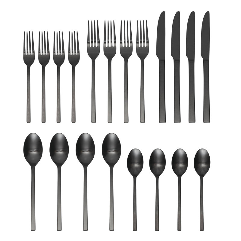 Oneida Allay Midnight 20-Piece Everyday Flatware Set, Black