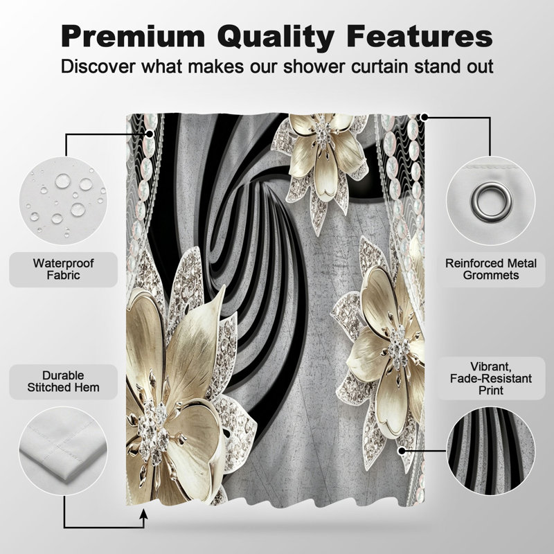 Shower Curtains with Hooks Included