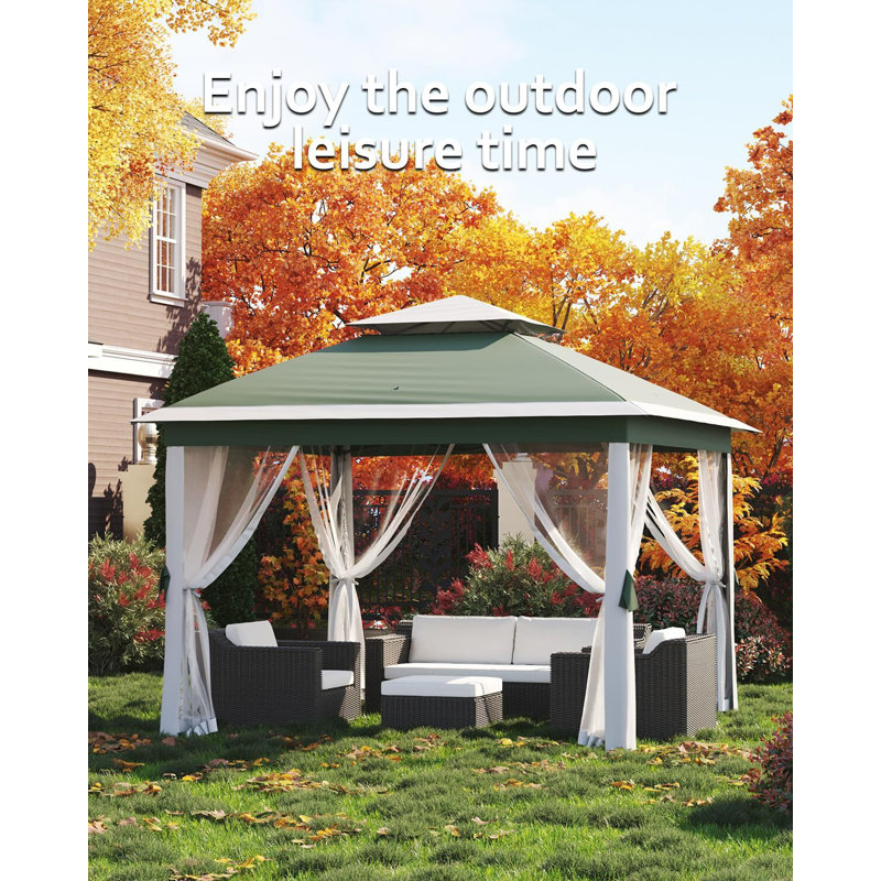 11x11ft Pop Up Gazebo Tent with Mosquito Netting, Outdoor Canopy Shelter Easy Setup, Waterproof & UV Resistant Outdoor Gazebo, Shelter for Patio/Backyard