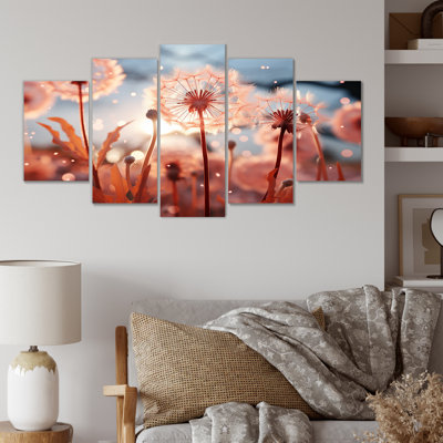  «Delicate Calm Dandelion Serenity III - Flowers Multipanel Wall Art, ensemble