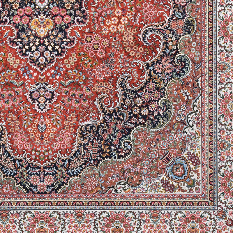 Emanuel Traditional Machine Woven Flatweave Red and Ivory Area Rug with Non Skid Backing, Rectangle 3'3" x 5'
