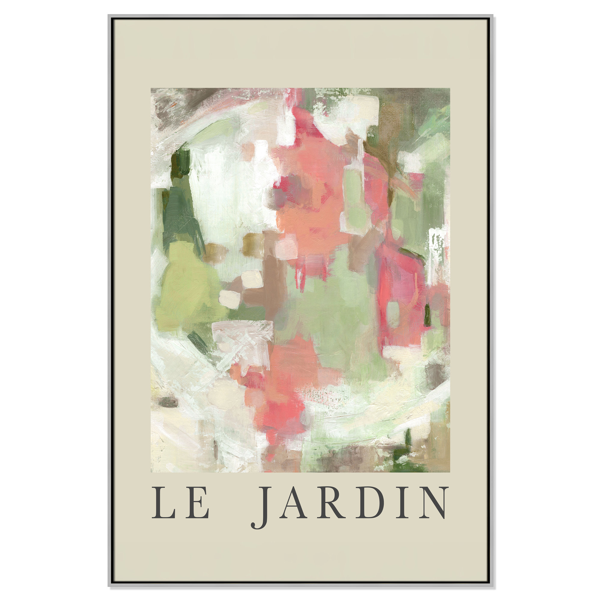 Botanical Poster Collection " Le Jardin " by Carol Robinson, 61.5" H x 41.5" W x 2" D, Silver Floater Frame, No