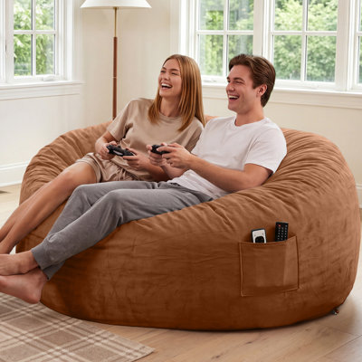  6ft Giant Bean Bag Chair with Filling, Indoor Bean Bag Lazy Sofa, Memory Foam, Removable Washable Flannel Cover
