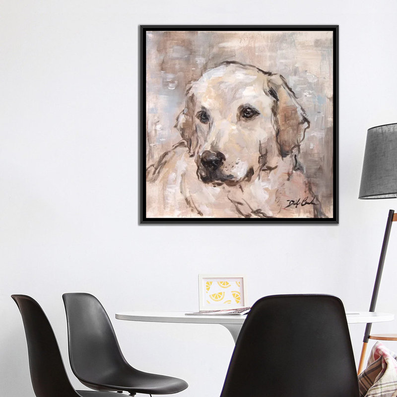 «Lovely Lab», reproduction sur toile, H 18 po x l 18 po x P 1,5 po, Toile avec cadre noir, Pas de tapis