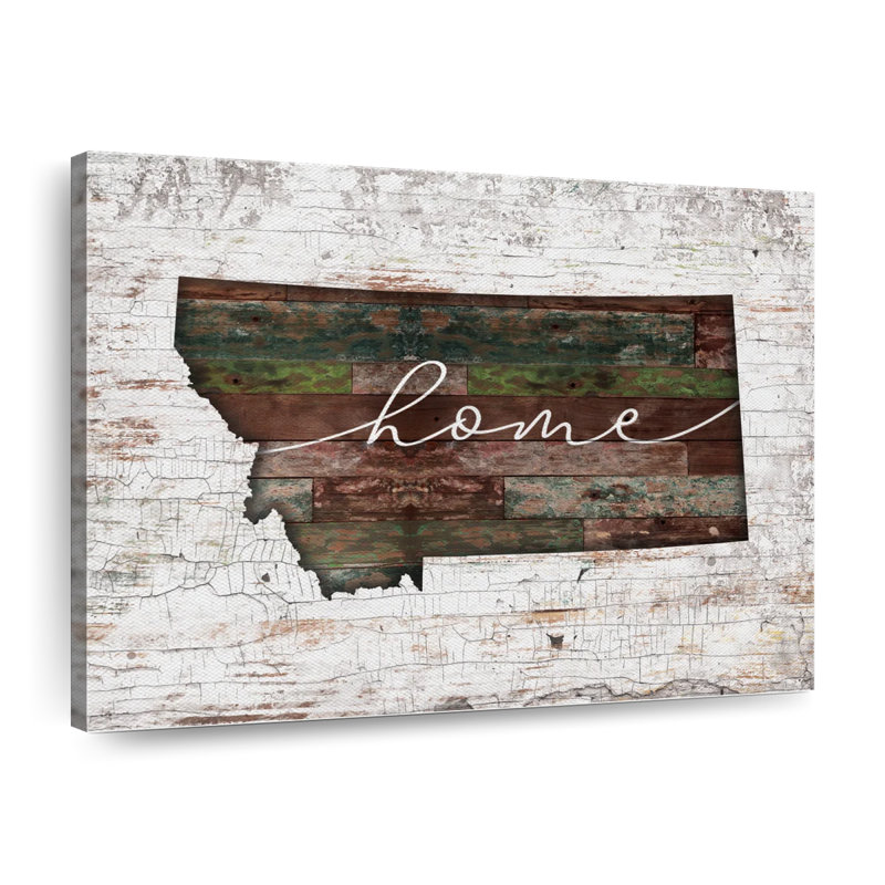 "Montana Home Map On Canvas", art textuel, H 12 po x l 15 po x P 1,25 po