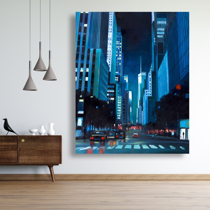 Evening in Manhattan Canvas | Classic Blue Building Decor